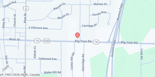 Map showing FISH OF EAST AURORA, INC. at 960 East Main Street, East Aurora, NY