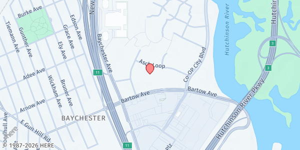 Map showing Bartow Older Adult Center at 2049 Bartow Avenue, East Bronx, NY