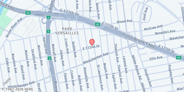 Map showing El Amanecer de la Esperanza at 1779 East 172nd Street, East Bronx, NY