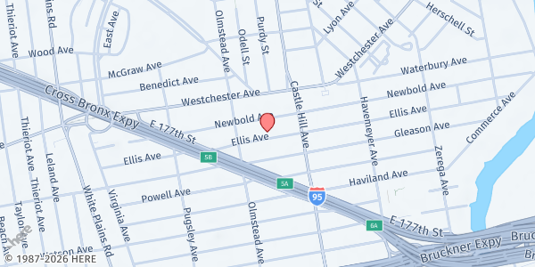 Map showing Glory of Christ Church at 2137 Ellis Avenue, East Bronx, NY