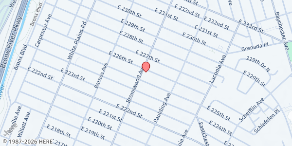 Map showing God's Love In Action Ministries at 3988 Bronxwood Avenue, East Bronx, NY