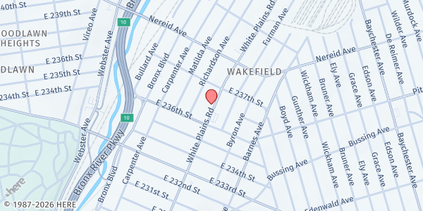 Map showing United Yes We Can, Unidos Si Se Puede, inc. - Bronx Location at 4349 White Plains Road, East Bronx, NY