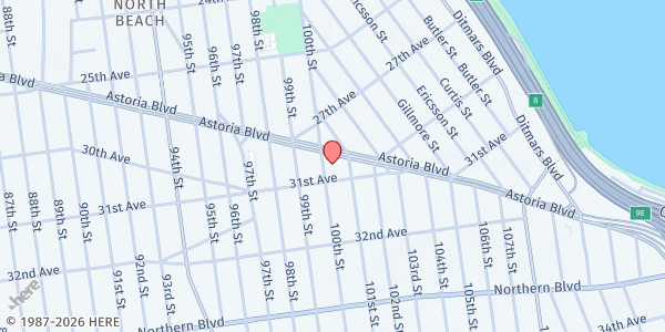 Map showing First Baptist Church East Elmhurst at 100-10 Astoria Boulevard, East Elmhurst, NY