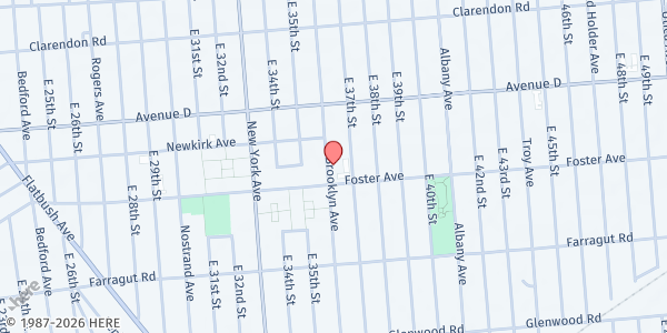 Map showing Life of Hope at 1377 Brooklyn Avenue, East Flatbush, NY