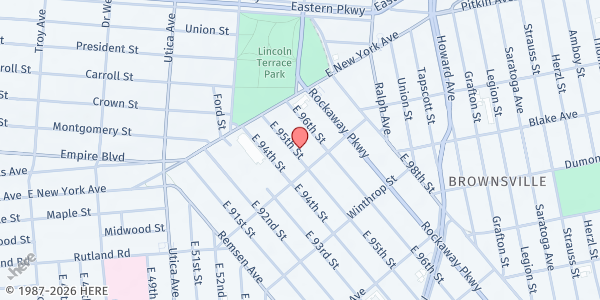 Map showing Mizpah Assemblies at 69 East 95th Street, East Flatbush, NY