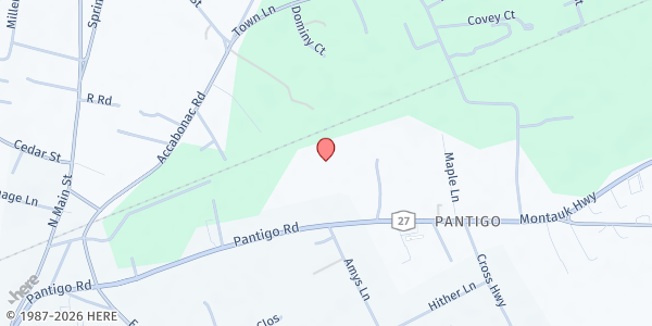 Map showing East Hampton Food Pantry, Inc at 159 Pantigo Road, East Hampton, NY