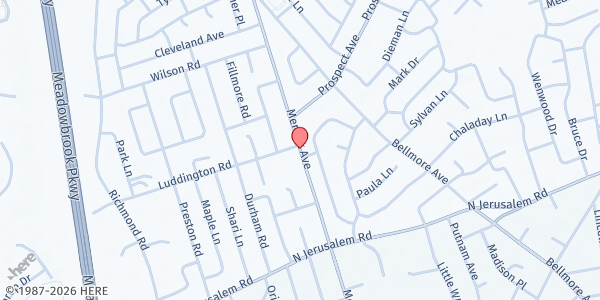 Map showing East Meadow Farm Stand at 832 Merrick Avenue, East Meadow, NY