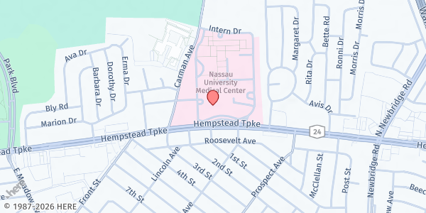 Map showing Vet Mart at 2201 Hempstead Turnpike, East Meadow, NY
