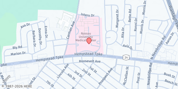 Map showing Vet Mart at 2201 Hempstead Turnpike, East Meadow, NY