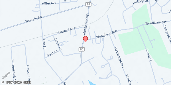 Map showing East Moriches U.M.C. at 370 Montauk Hwy., East Moriches, NY