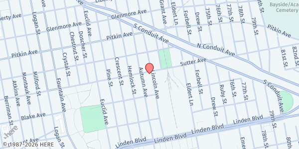 Map showing Agape Food Rescue - East New York at 1386 Sutter Avenue, East New York, NY