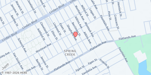 Map showing Bed Stuy Campaign Against Hunger - Warehouse at 975 Shepherd Avenue, East New York, NY