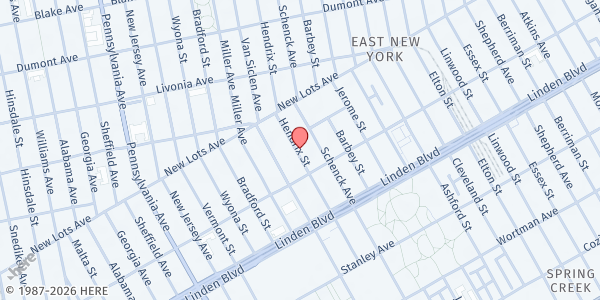 Map showing House of David Worship Center at 747 Hendrix Street, East New York, NY