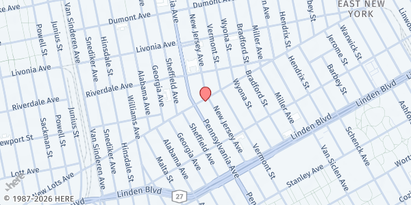 Map showing New Lots Islamic Center at 406 New Lots Avenue, East New York, NY