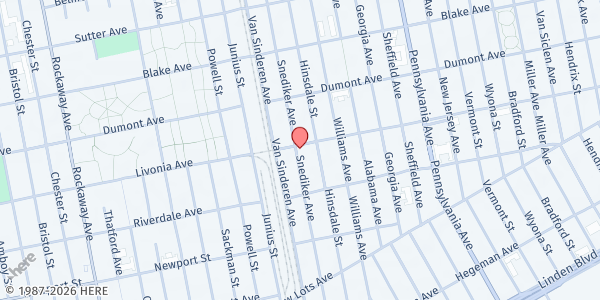 Map showing Sundance Social Adult Day Center, Inc. – Livonia at 486 Livonia Avenue, East New York, NY