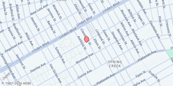 Map showing World Restoration Center @ Southern Baptist Church at 820 Stanley Avenue, East New York, NY