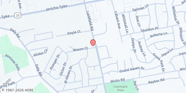 Map showing Manna Ministries - East Northport at 782 Larkfield Road, East Northport, NY