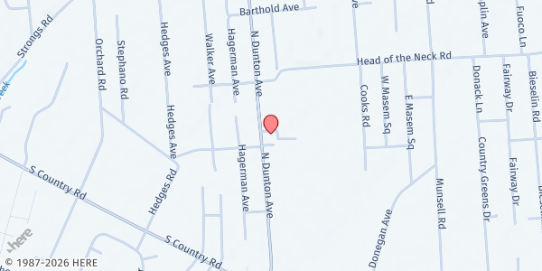 Map showing LI Child & Family Development Services/Bellport - East Patchogue at 189 N. Dunton Avenue, East Patchogue, NY