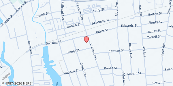 Map showing St. Francis de Sales Outreach at 224 S Ocean Ave., East Patchogue, NY