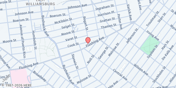 Map showing Bake Shop Fridge at 995 Flushing Avenue, East Williamsburg, NY