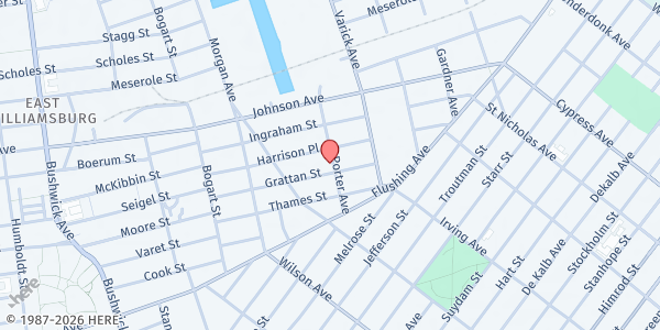 Map showing Bethany Christian Church at 42 Porter Avenue, East Williamsburg, NY