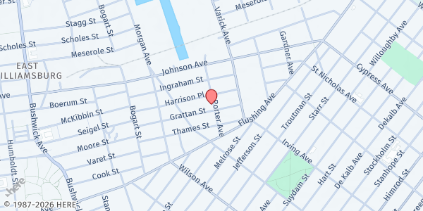 Map showing Community Dialogue NYC - Lower Level at 42 Porter Avenue, East Williamsburg, NY
