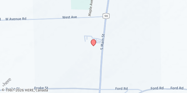 Map showing Elba Central School Food Pantry at 57 South Main Street, Elba, NY