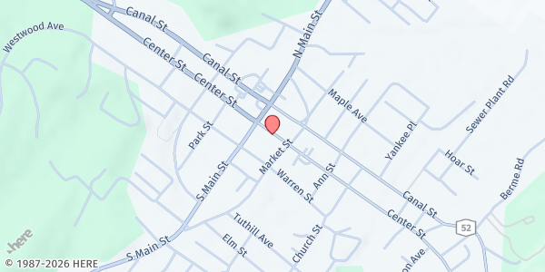 Map showing Ulster CAP Ellenville Pantry at 85 Center Street, Ellenville, NY