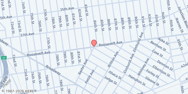 Map showing La Jornada Together For New York - Elmhurst at 82-83 Baxter Avenue, Elmhurst, NY