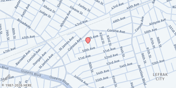 Map showing Newtown High School at 48-01 90th Street, Elmhurst, NY