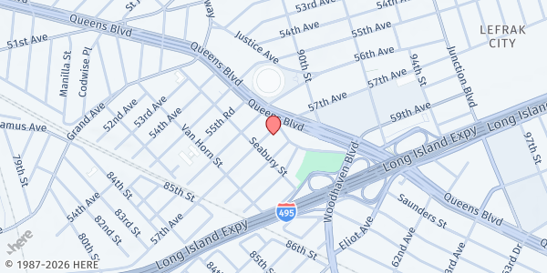 Map showing The Rock Church Queens at 57-02 Hoffman Drive, Elmhurst, NY