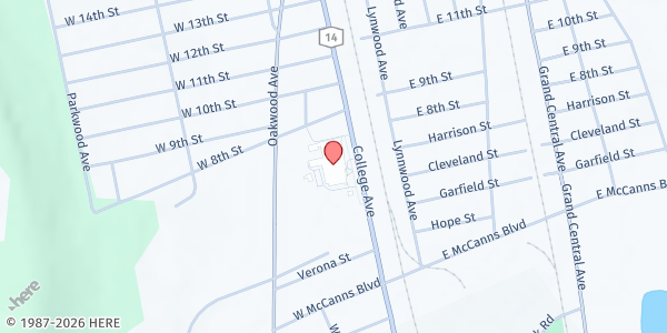 Map showing School Food Center - Elmira Heights CSD at 2083 College Avenue, Elmira Heights, NY