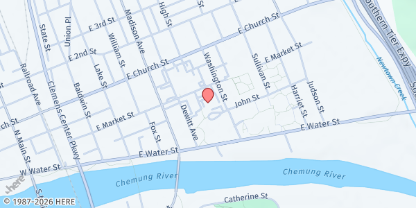Map showing Catholic Charities' High Street Food Pantry at 162 High St, Elmira, NY