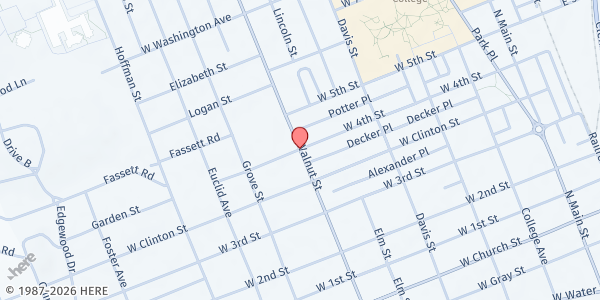 Map showing Grove Park Farmers' Market - Walnut Ave & West 4th St at Walnut Ave And West 4th St, Elmira, NY