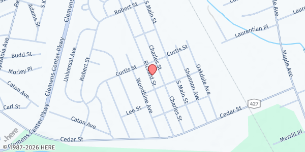 Map showing In His Presence Ministry at 1155 Richard St., Elmira, NY