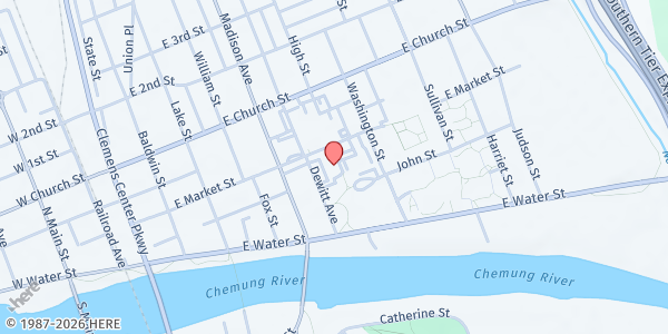 Map showing Most Holy Name of Jesus Food Pantry at 161 High St., Elmira, NY