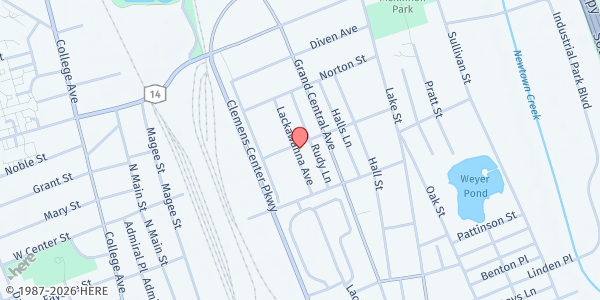 Map showing St. Patricks Showers of Hope at 1222 Lackawanna Ave, Elmira, NY