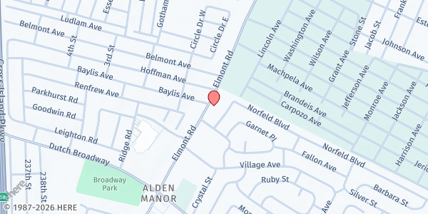 Map showing Bethany French Baptist Soup Kitchen at 471 Elmont Road, Elmont, NY