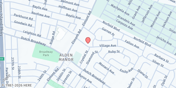 Map showing Eglise Evangelique Du Bon Samaritain at 44 Village Ave., Elmont, NY