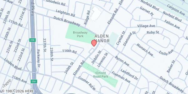 Map showing Elmont Temple 7th Day Adventist at 682 Elmont Road, Elmont, NY