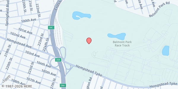 Map showing Race Track Chaplaincy Of America at 2150 Hempstead Turnpike, Elmont, NY