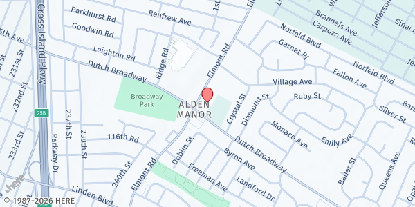 Map showing St. Boniface Roman Catholic Church at 631 Rd., Elmont, NY