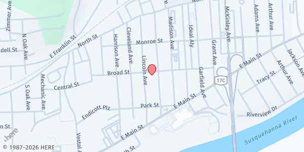 Map showing CHOW - St. Paul's Episcopal Church Pantry at 200 Jefferson Ave, Endicott, NY