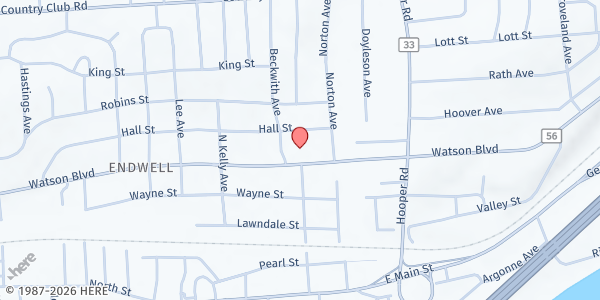 Map showing Endwell UMC at 3301 Watson Blvd, Endicott, NY