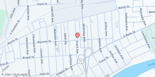 Map showing First Presbyterian Church of Endicott at 29 Grant Ave., Endicott, NY