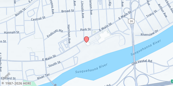 Map showing Food Center - UE Central School District at 1100 Main St, Endicott, NY