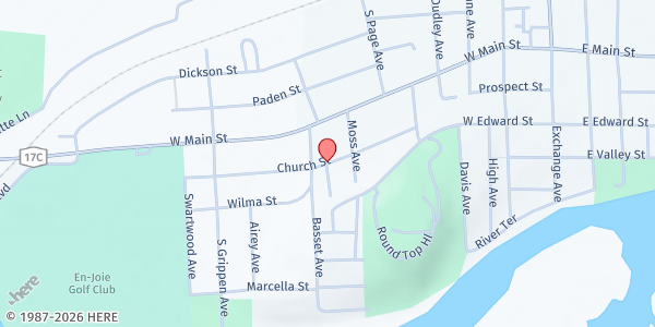 Map showing Mobile Food Pantry Endwell at United Methodist Church, 3301 Watson Blvd, Endicott, NY