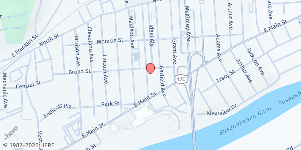 Map showing St. Ambrose at 203 Washington Ave., Endicott, NY