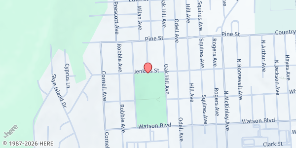 Map showing The Learning Center at 1000 Jenkins St., Endicott, NY