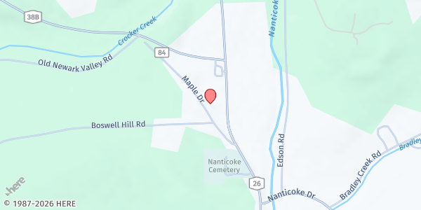 Map showing Union Center United Methodist Church at 128 Maple Drive, Endicott, NY